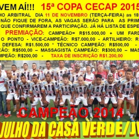 15ª COPA CECAP 2015 - NOVE DE JULHO É O CAMPEÃO DA COPA CECAP 2015 - 